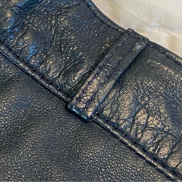 Vintage Navy Blue Pleated Leather Pants - Picture 4 of 4